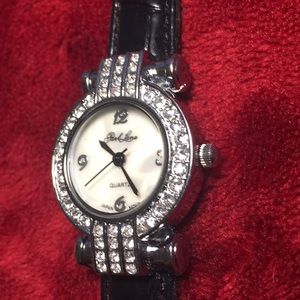 Park lane Black leather wrist watch